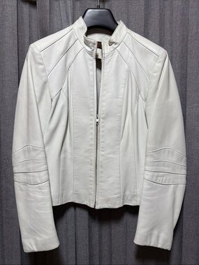 Danier-White Leather Zip Jacket